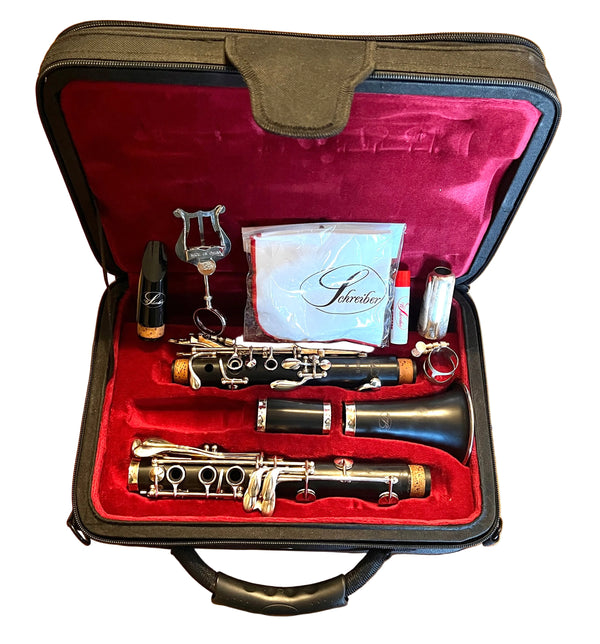 W Schreiber 6015S Bb Clarinet Silver Keys Case Mouthpiece Tested Ready Play