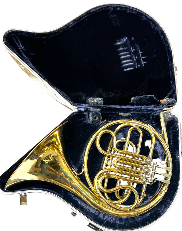 C.G. Conn Single French Horn F Brass Gold Lacquer USA Serviced w/ Case